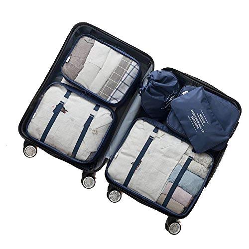 Adwaita 6 Set Packing Cubes, Travel Luggage Packing Organizers (Navy Blue)