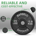 Fitvids Olympic Cast Iron 2-Inch Weight Plate for Strength Training & Weightlifting, Multiple Weights Available, 35LB (Pair)