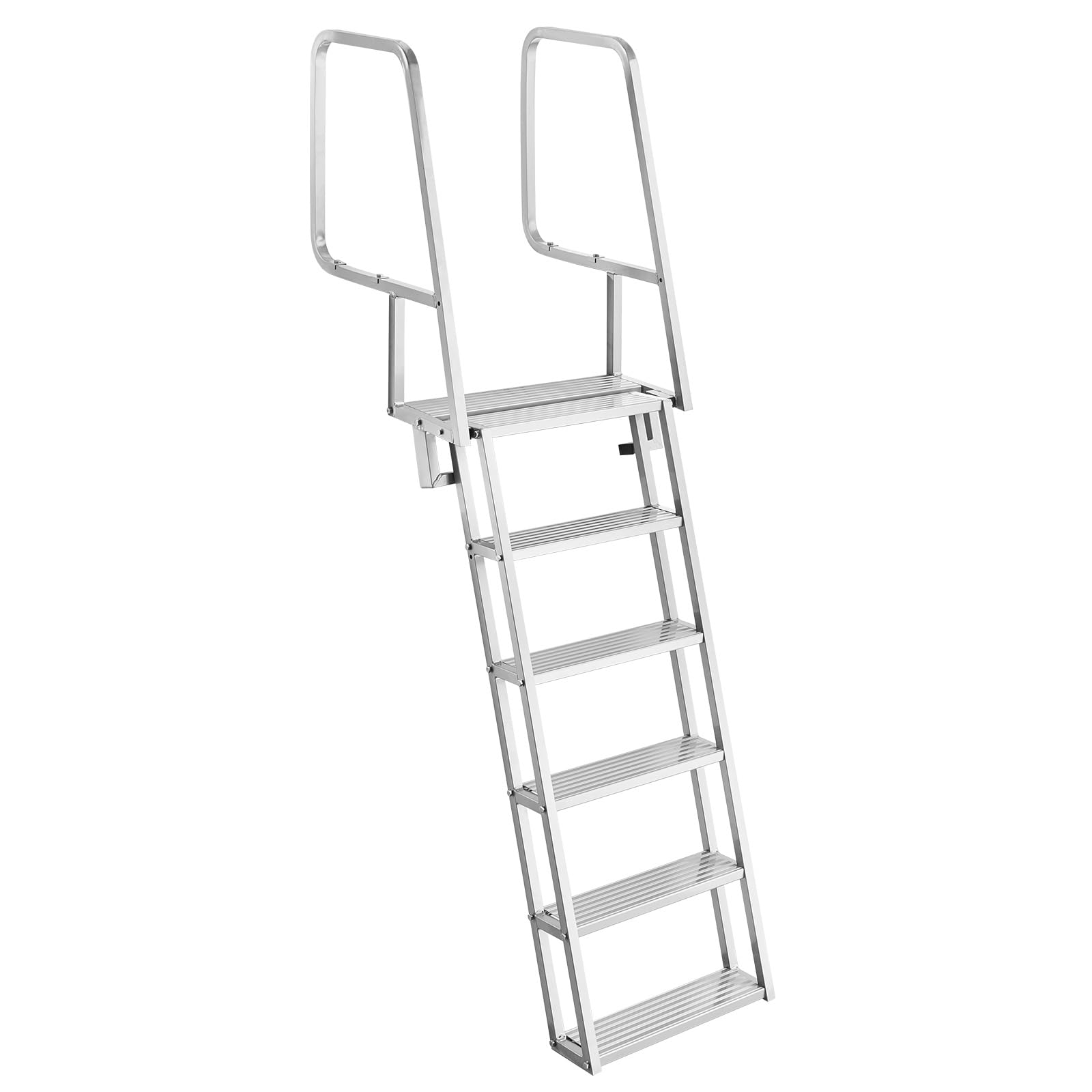 VEVOR Flip-Up Dock Ladder, 6-Step, Heavy-Duty Aluminum Alloy Pontoon Boat Swim Ladder, with Non-Slip Wide Steps, 350 lbs Weight 