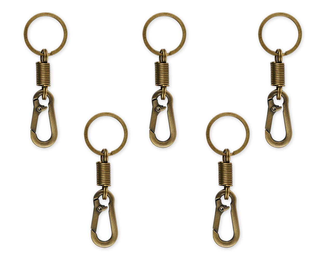 DS. DISTINCTIVE STYLE Carabiner Clip Keyring Stainless Steel Spring Keychain with Snap Hook Quick Release Key Rings (Bronze)