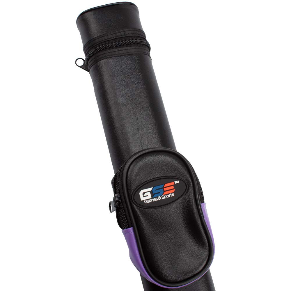 Gse Billiard Cue Cases, 1X1 Deluxe Hard Billiard Pool Cue Stick Carrying Case, Pool Billiards Accessories (Black/Purple)