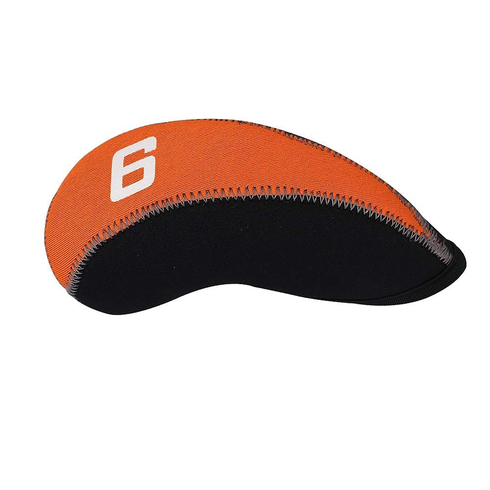 11Pcs/Set Neoprene Iron Headcover Set With Large No. For All Brands Callaway,Ping,Taylormade,Cobra Etc. (Orange & Black)