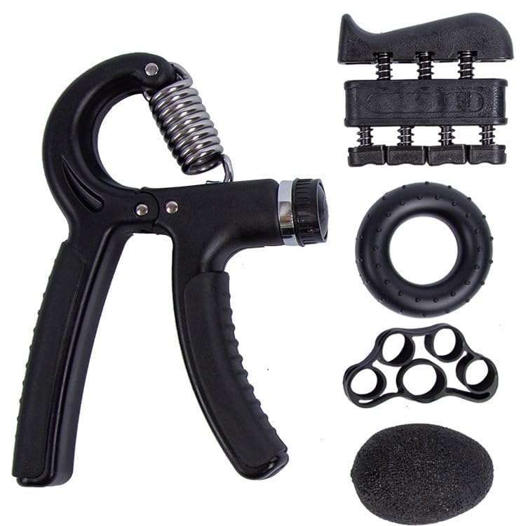 VARNH Complete Hand Exercise Kit (5 Pack)  Adjustable Grip Strength Trainer 560kg with Finger Stretcher, Resistance Ring & The