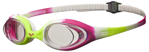 Arena Unisex Spider Junior Youth Swim Goggles For Boys And Girls, Lime Fuchsia / White / Clear, Non-Mirror Lens
