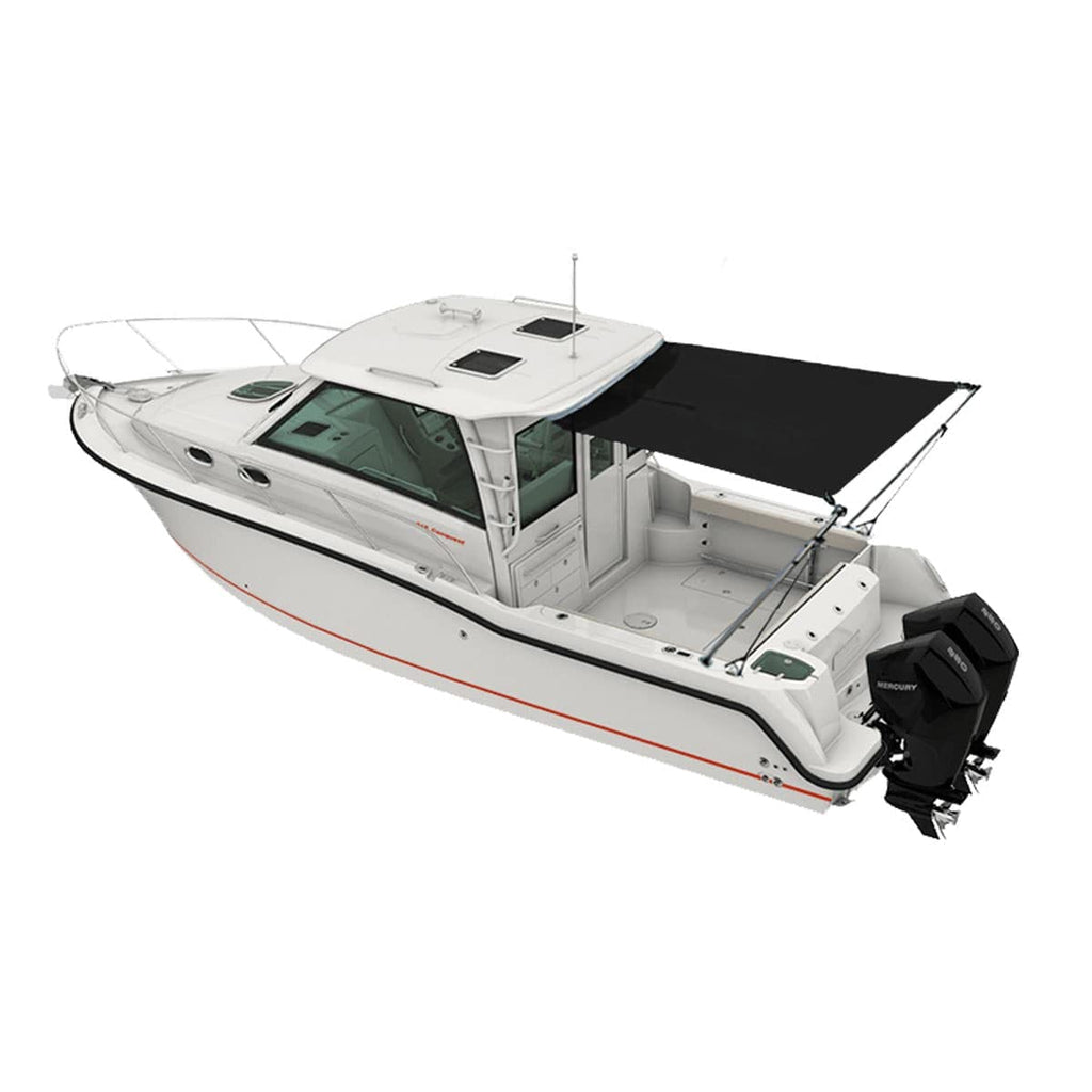 Oceansouth Cabin Cruiser Extension (Size 11) 9.5 Ft Length X 8 Ft Width - Black Shades Sun Shade Canvas Boat Bulk Fishing Access