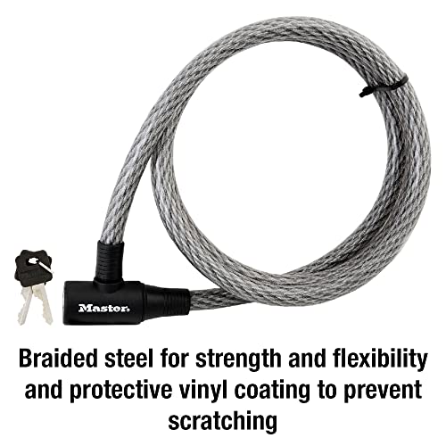 Master Lock Cable Lock, Keyed Bike Lock, 6 Ft. Long, 8155D