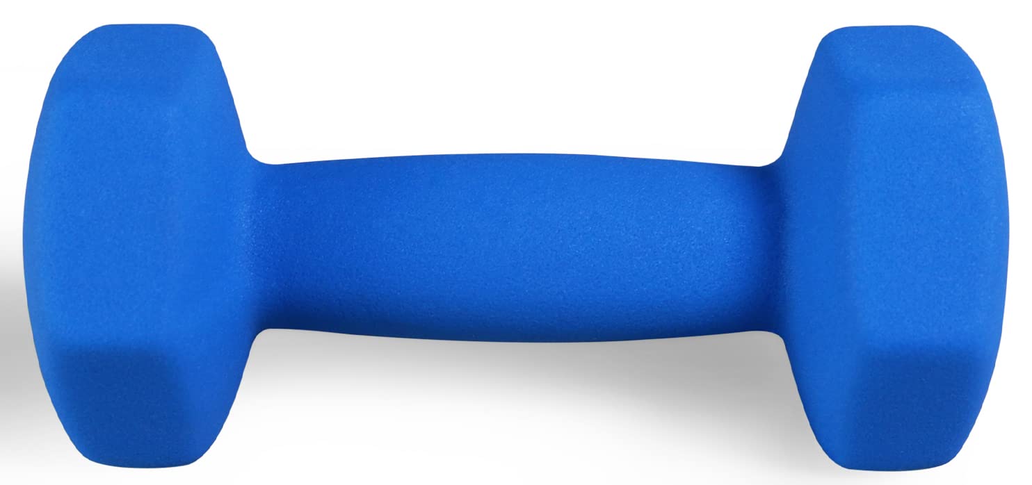 Fitvids Neoprene Dumbbell Hand Weights, Anti-Slip, Anti-Roll, Hex Shape Colorful, 4-Pound, Pair