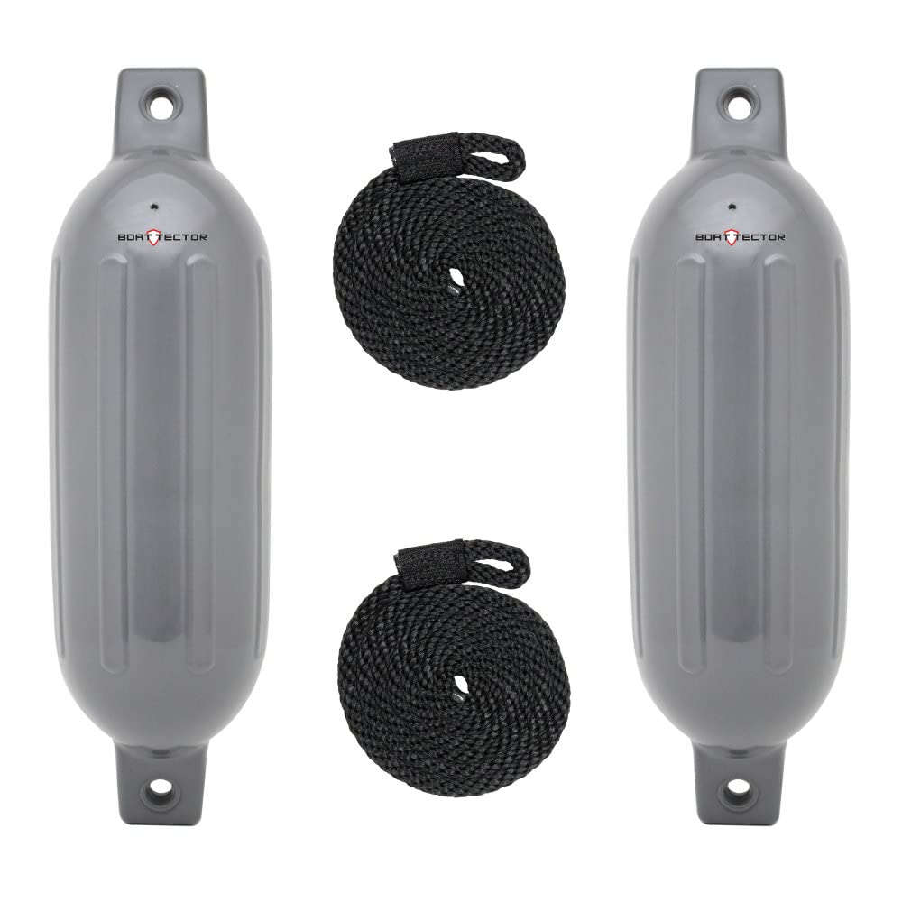 Extreme Max 3006.7444 Boattector Inflatable Fender Value 2-Pack - 4.5'' X 16'', Gray