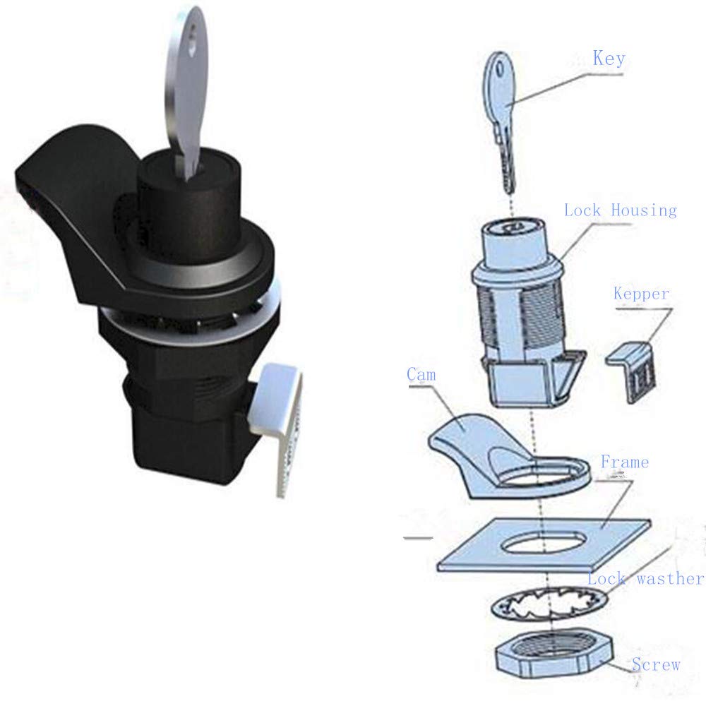 2Pcs Push Button Series Plastic & Metal To Close Latch With Locking For Marine Boat Tool Box, Glove Box