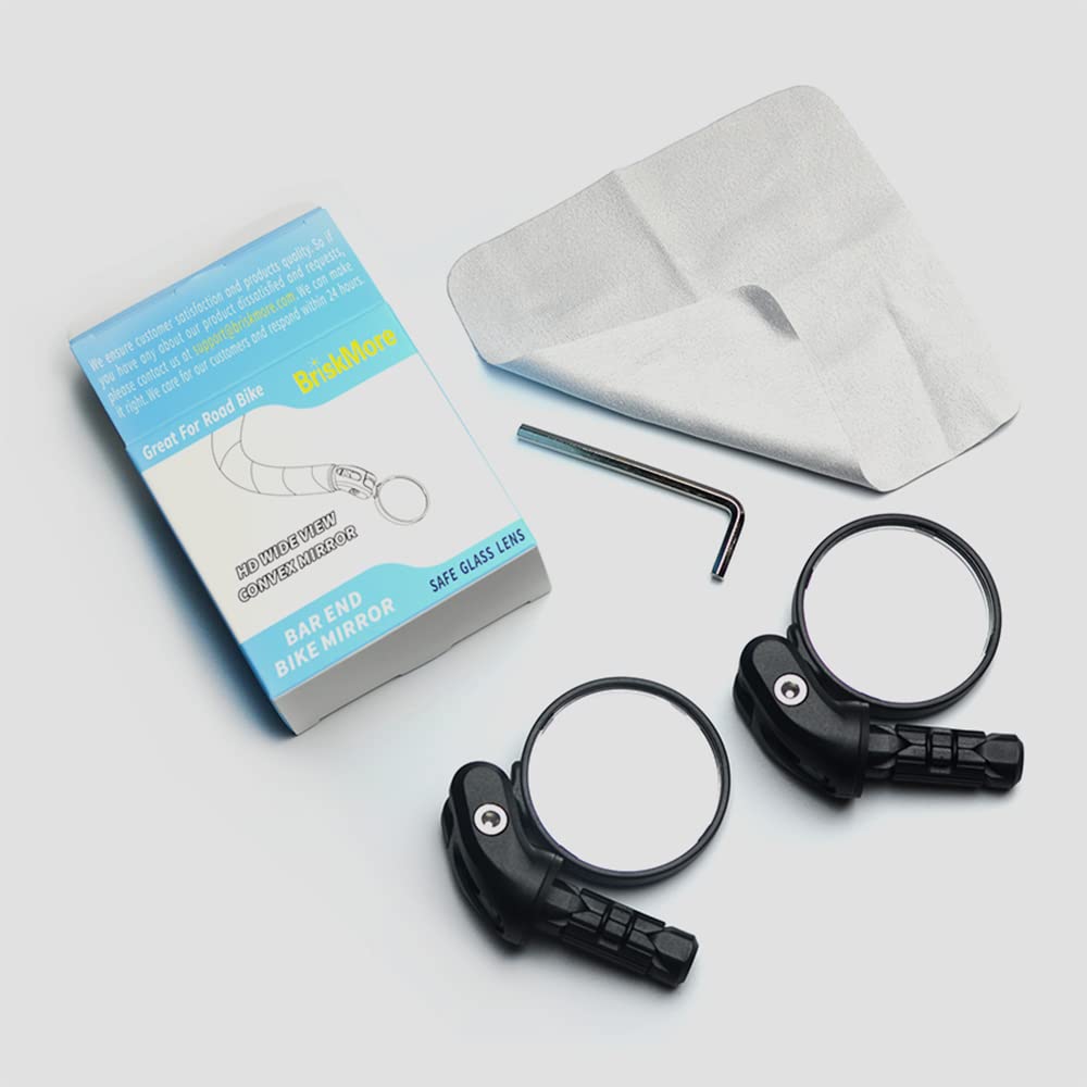 Briskmore 1 Pair Black Drop Bar Rearview Bike Mirror, 2 50Cm Hd Wide View Convex Mirrors For Cyclists, Safety Glass Bicycle Mirr