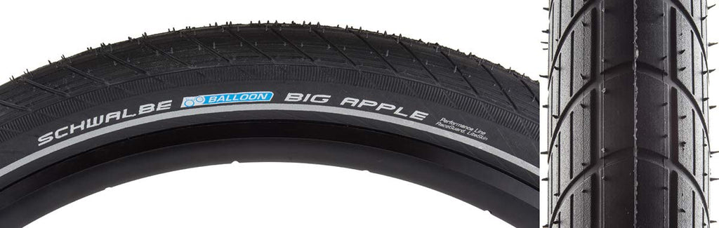 Schwalbe Big Apple Raceguard Rlx Wire Bead Tire, Black, 26 X 2.15-Inch