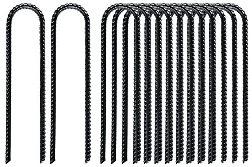 Gtongoko Trampolines Wind Stakes 12 Pack 12 Inch, Heavy Duty U Shaped Rebar Stake Ground Anchors Galvanized Steel Safety Trampol