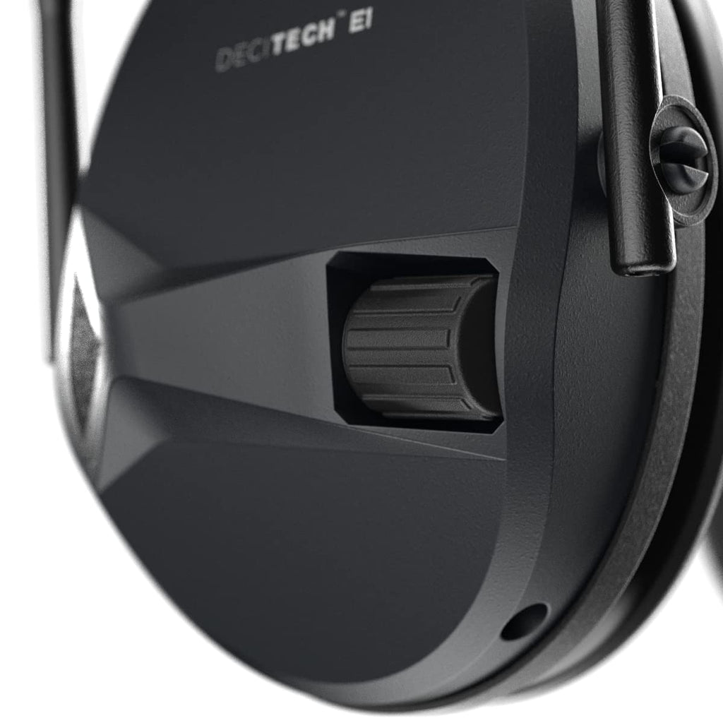 Defender Safety Decitech E1 Electronic Active Hearing Protection, Shooting, Range, Hunting, Tactical Earmuffs, 24 Nnr Rated. (Bl