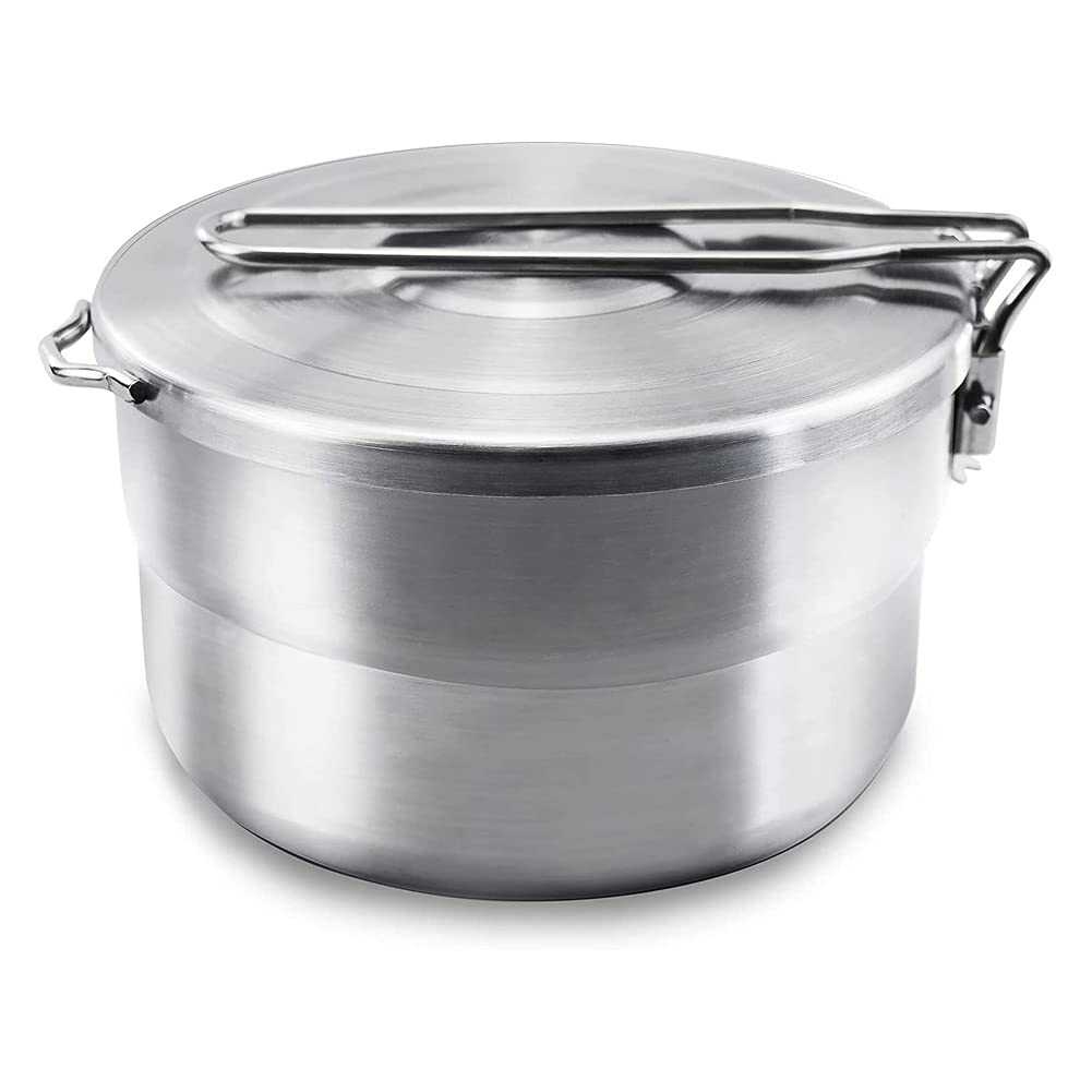 Pwpam Outdoor Cooking Pot Stainless Steel Camping Pot Large Capacity Pot Applicable For Camping Hiking And More Outdoor Activiti