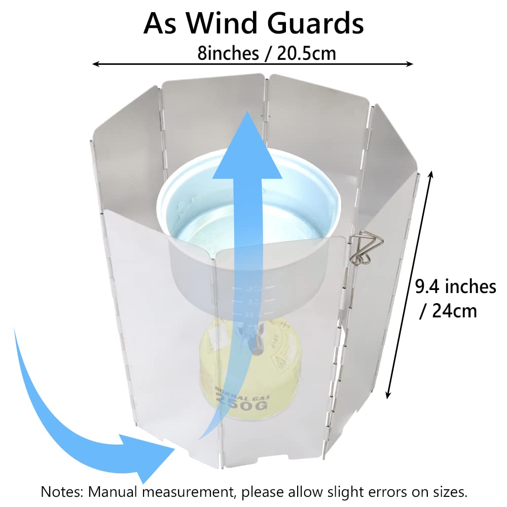 Japard Aluminum Camping Stove Windshield, Windscreen For Camping Stove, 9.4X26In, 8 Plates, 8Oz Lightweight Portable Camp Stove