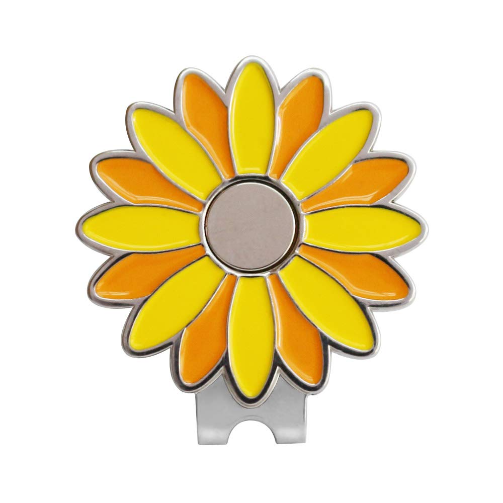Pinmei Sunflower Golf Ball Marker With Golf Hat Clip(One Hat Clip With Two Markers)