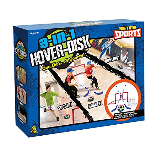 Hover?Hockey, Soccer, Bowling?3-In-1?Sports Set! Safe Indoor Game, 6 Bowling Pins, 2 Hockey Sticks, 2 Goals, 1 Hover Disk, Glide