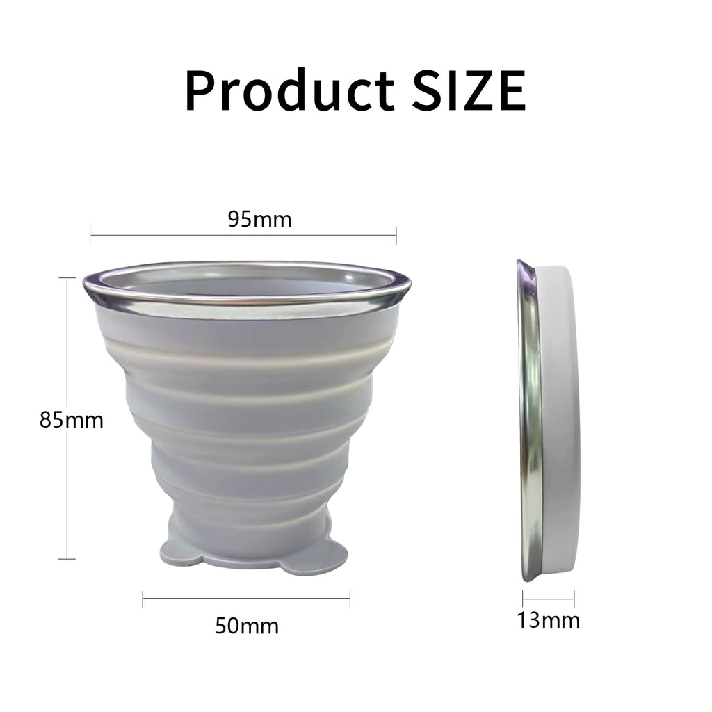 Collapsible Cups, Silicone Collapsible Travel Cup, Expandable Folding Camping Drinking Cup With Lids Reusable Small Portable Mug