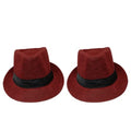 Summer Fedora Hats For Men Women Sun Protection Hat Travel Use (Maroon)