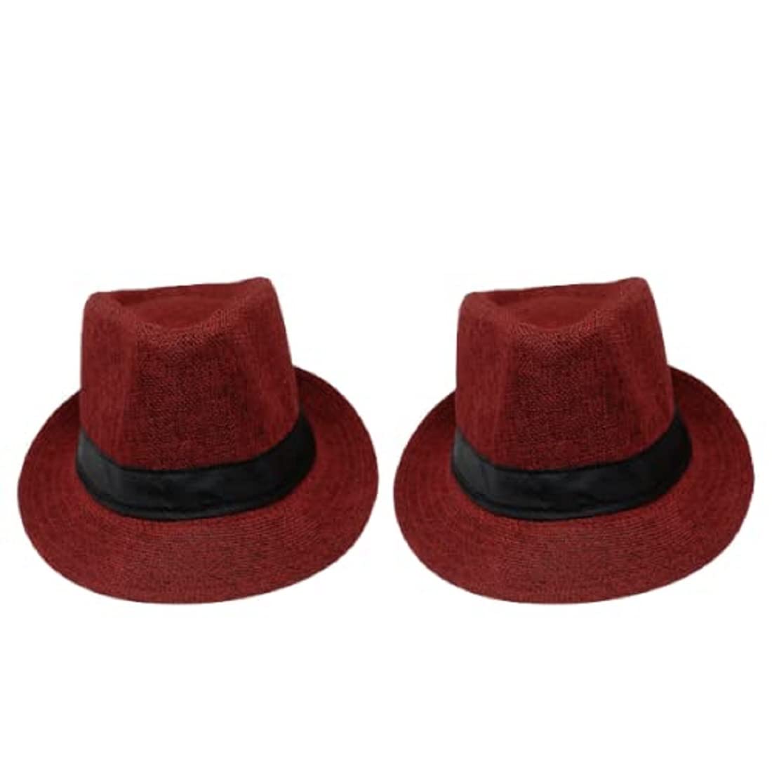 Summer Fedora Hats For Men Women Sun Protection Hat Travel Use (Maroon)
