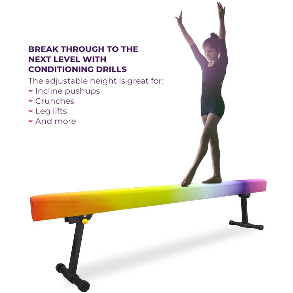 86 York 8Ft Gymnastics Balance Beam, High And Low Floor Beam Gymnastics Equipment For Kids/Adults,Gymnastics Beam For Training,P