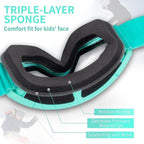 Freela 2 Pack Kids Ski Goggles 4-6 10-12 8-12 6-14, Pink&Green Skiing Snowboarding Snowmobile Winter Snow Glasses, Anti Fog UV P