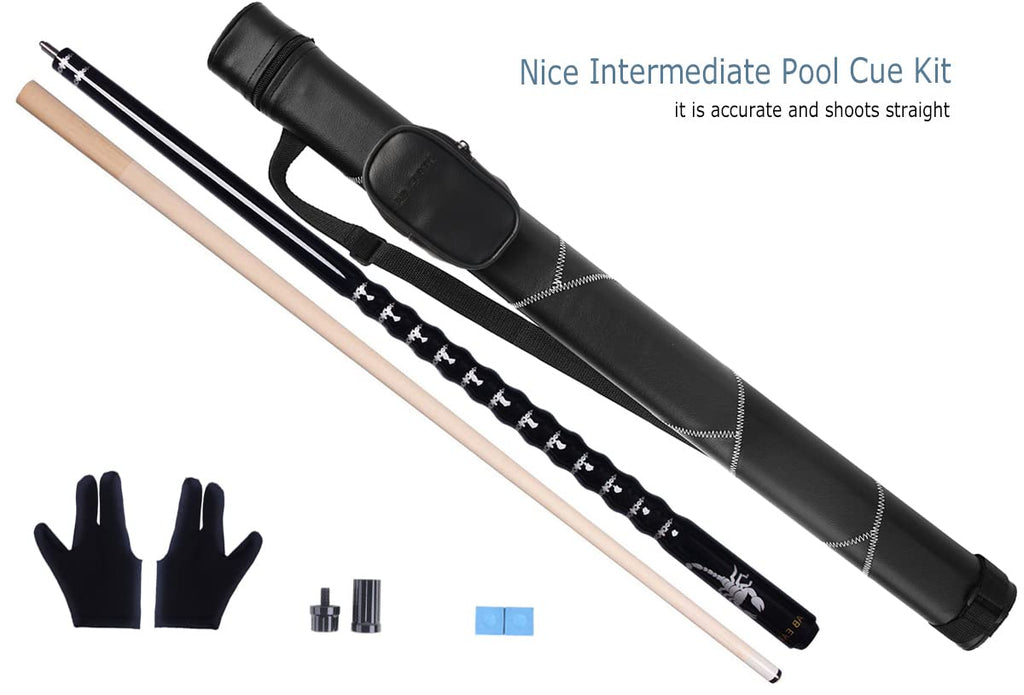 Ab Earth Ergonomic Design 13Mm Tip 58'' Maple Pool Cue Stick Kit With Hard Case (Black, 19Oz)