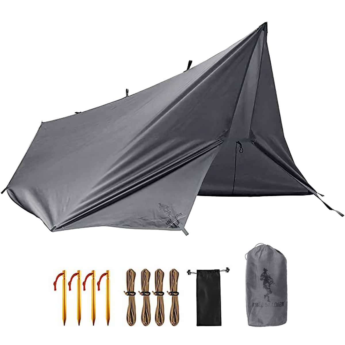 Free Soldier Waterproof Portable Tarp Multifunctional Outdoor Camping Traveling Awning Backpacking Tarp For Shelter Rain (Gray 1