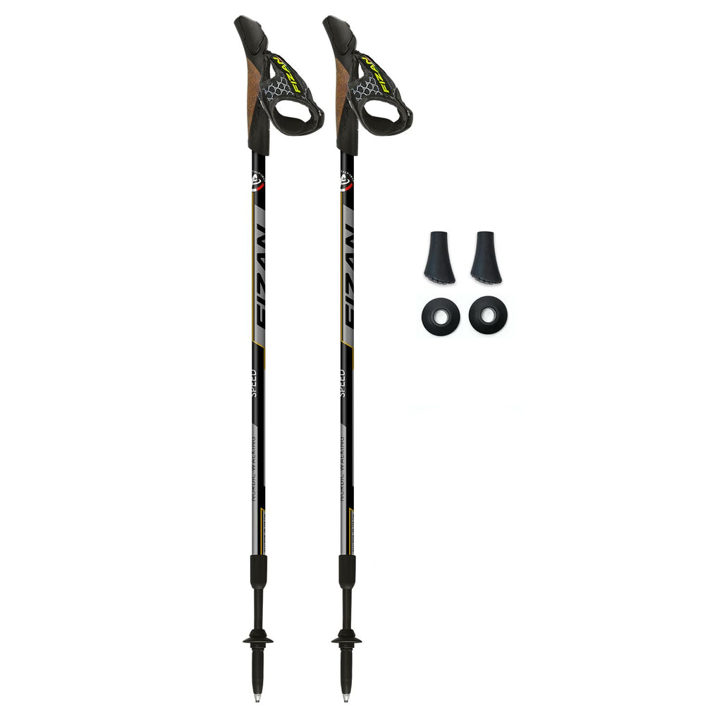 Fizan Speed Model, Swift Nordic Aluminium Walking Poles, Ultralight Adjustable, Fluorescent Anthracite, Adults, Unisex (Black)