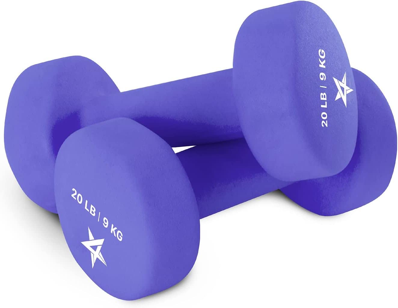 Yes4All 20Lbs Pair Non-Slip, Hexagon Neoprene Dumbbells Hand Weights Set For Muscle Toning, Strength Building, Weight Loss (Medi