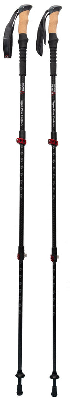 Mons Peak Ix Tiger Paw Carbon Trekking Poles, Black, Adjustable Height