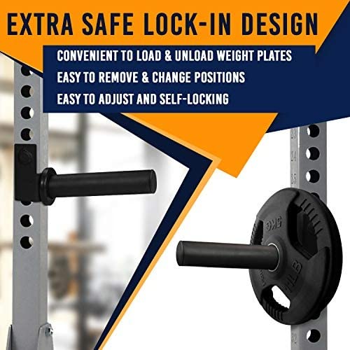 Yes4All Olympic Weight Plate Holder Power Rack Attachment (2X2 Power Rack) - Fit 2'' Olympic Weight Plates