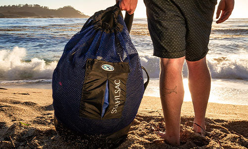 Stahlsac Panama Mesh Backpack: Convienent 103L Size, Ideal For Dive Gear, Dry Pockets, Blue