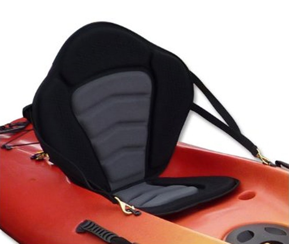 Pactrade Marine Adjustable Straps Black Gray Padded Deluxe Kayak Seat Detachable Storage Back Backpack Bag Canoe Backrest Suppor