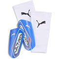 PUMA Unisex Ultra Light Sleeve Soccer Shin Guards, Ultra Blue-White-Glowing Red AH25, L