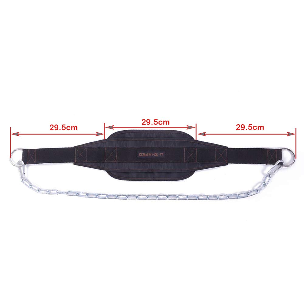 Hemeraphit Weighted Chin Up Belt With Chain Dip Belt Powerlifting Strength Training Pull Up Belt Waist Back Support