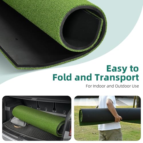 Shopsource 5  4ft Golf Hitting Mat, Anti-Slip Bottom Golf Mat for Indoor Outdoor, Artificial Turf Practice Mats with 9 PU Golf B
