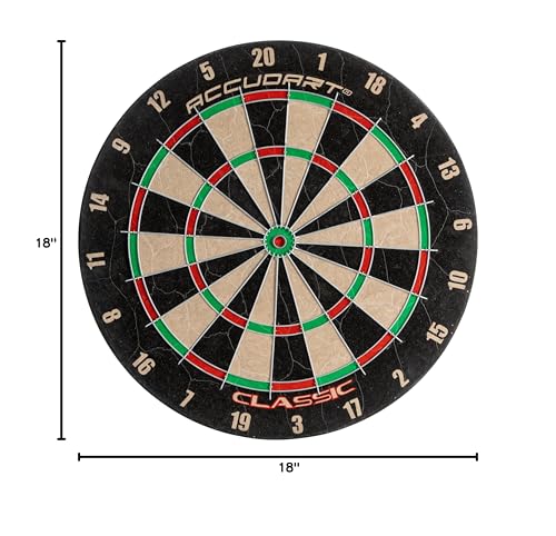 Accudart Classic Bristle Dartboard - Official Size 18'' X 1.5'' - Self-Healing Genuine Bristle Sisal - Staple Free Bullseye - Id