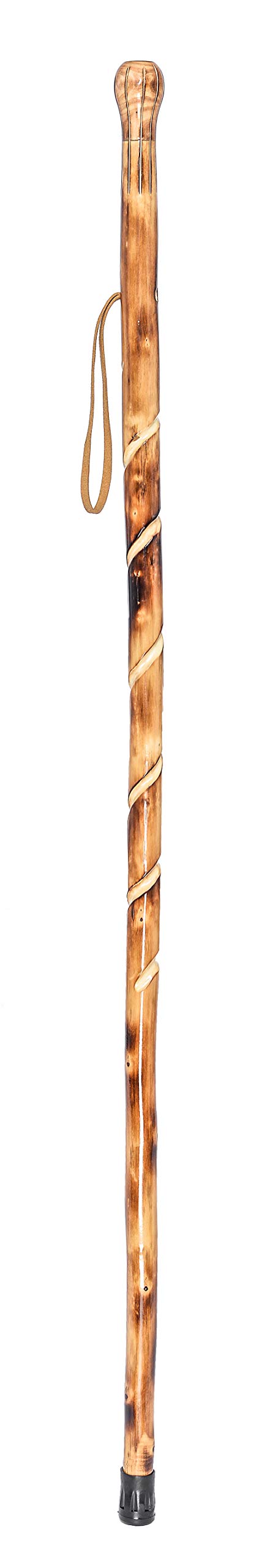 Forest Pilot Big Ball Head Twisted Style Wooden Walking Stick For Hiking With Compass (Nature Color, 48 Inches, One Piece)