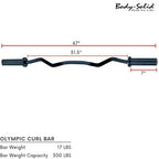 Body-Solid Olympic Ez Barbell Curl Bar With Knurled Grip, 47'' Black Finish For Upper Arm Mass, Strength And Definition, Compati