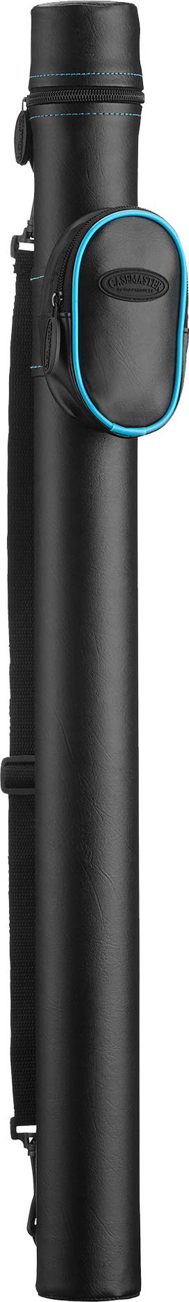 Casemaster Q-Vault Supreme Billiard/Pool Cue Hard Case, Holds 1 Complete 2-Piece Cue (1 Butt/1 Shaft), Black With Blue Trim