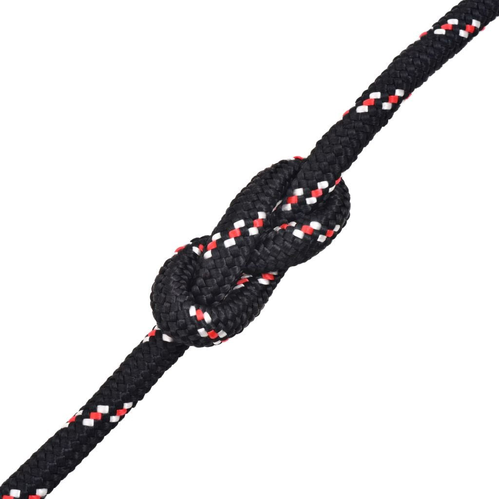 Vidaxl Black Polypropylene Marine Rope, 0.47'' Thickness, 1968.5'' Length, Floating And Weatherproof, Ideal For Sailing, Dock Li