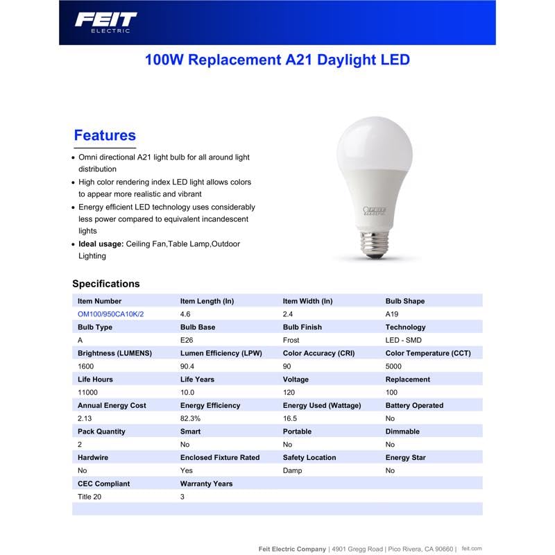 Cec Bulb Led1600L Day Lt (Pack Of 1)