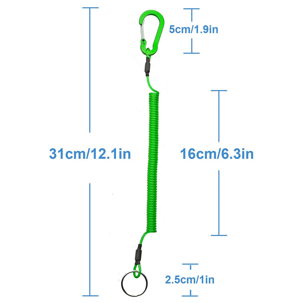 Lix&Rix Stretchy Key Bungee Cord Lanyards Leash Rpoe For Torch Fishing Tool, Green 3Pcs