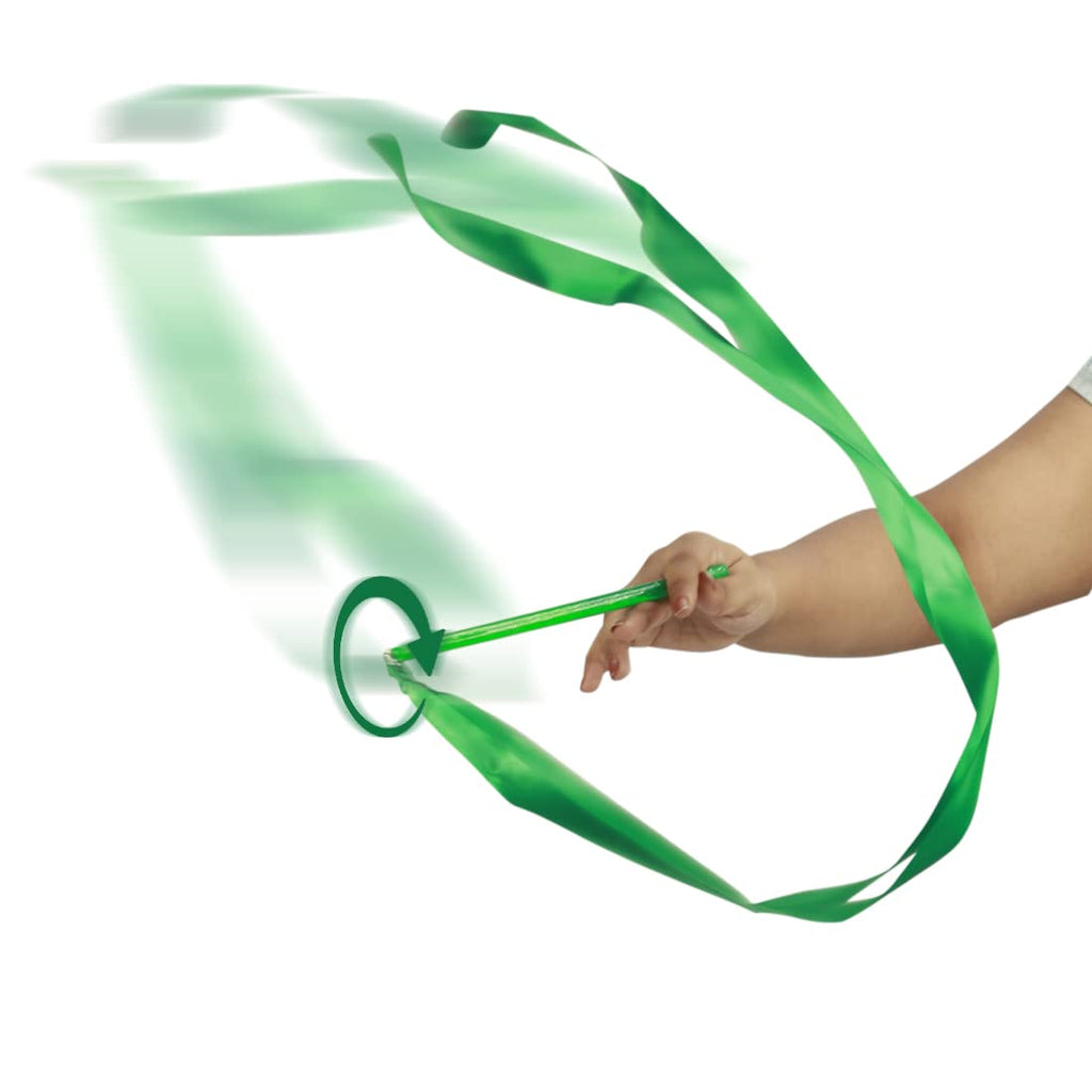 Gsi Multicolor Sparkling Gymnastic Ribbon Wands [6 Pack] With 9 Inch Stick And 1 Meter Ribbon For Gym, Training, Circus, Dance,