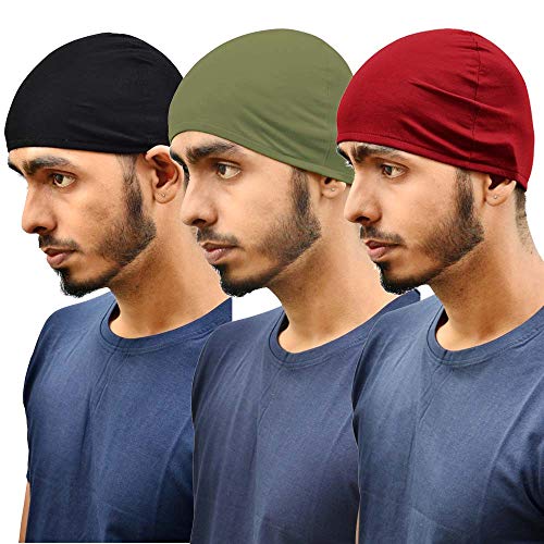 Motus Unisex Cotton Skull Cap (Pack Of 3) (BtcBgr_Multicolour_Free Size)