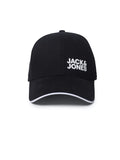 Jack & Jones MenS 100% Cotton Jacherrington Contrast Logo Baseball Cap Black One