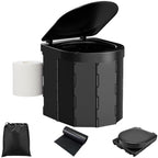Portable Camping Toilet, Folding Toilet For Adults With Lid And Retractable Toilet Paper Holder,Waterproof Porta Potty With Carr
