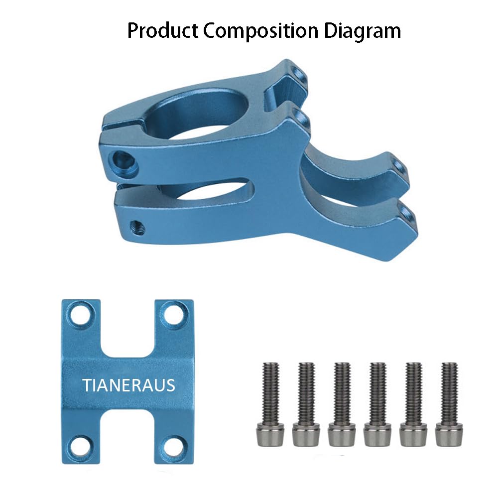 Tianeraus Bike Stem 45Mm Short Bicycle Stem Handlebar Riser Extender For Road Bike, Mountain Bike, Mtb, Bmx, Cycling (Blue)
