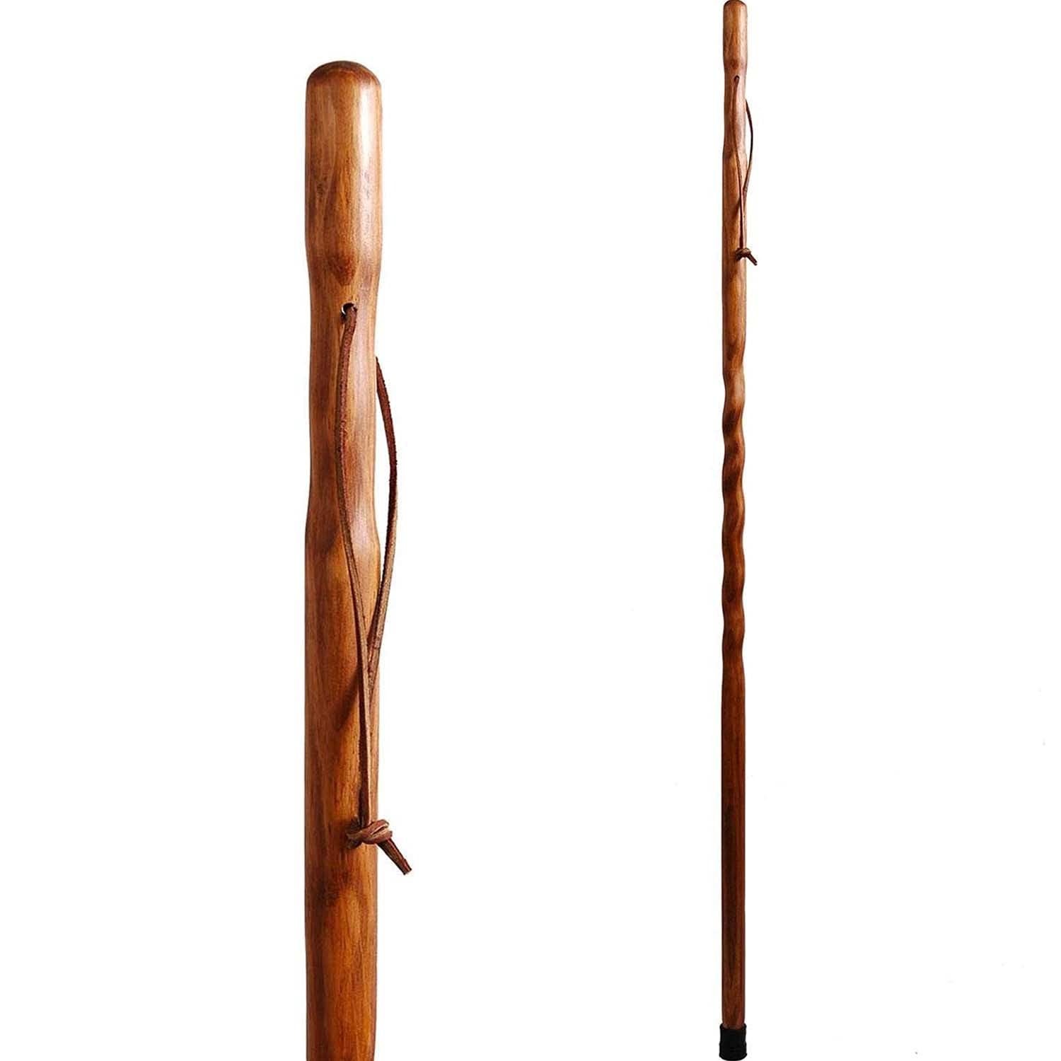 Brazos Handcrafted Wood Walking Stick, Twisted Pine, Trekker Style Handle, For Men & Women, Made In The Usa, Brown, 55''